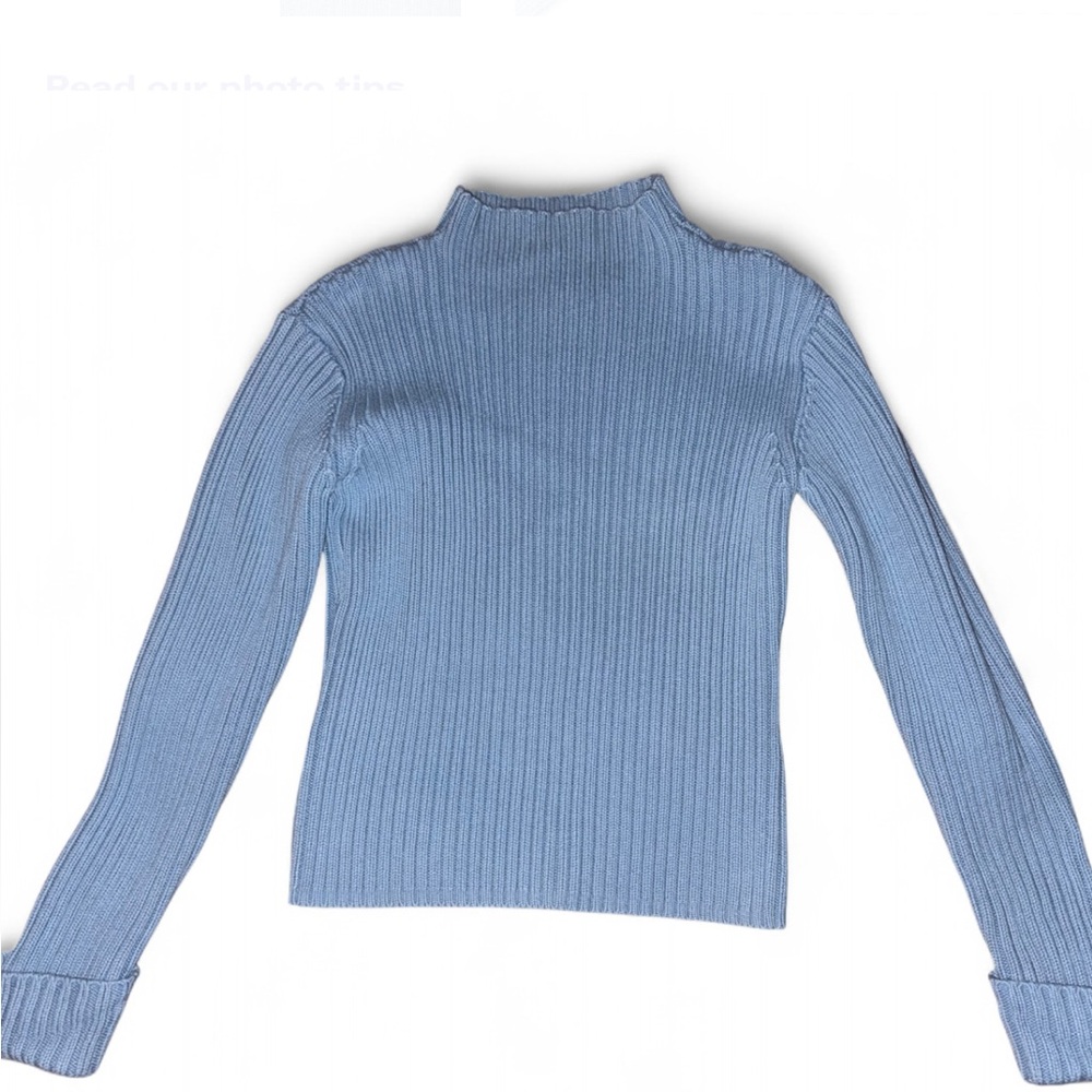 Vintage Blue Ribbed Turtleneck Sweater